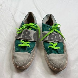 D&G mens shoes size 11 euro 44 green and grey elastic logo details